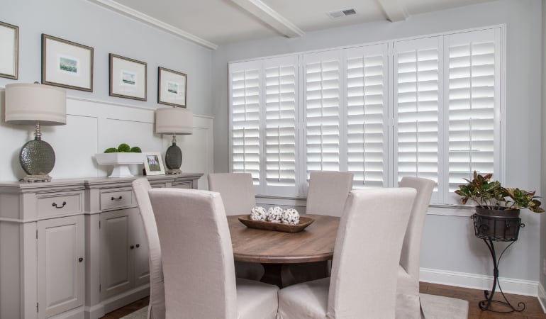  Plantation shutters in a Fort Myers dining room.